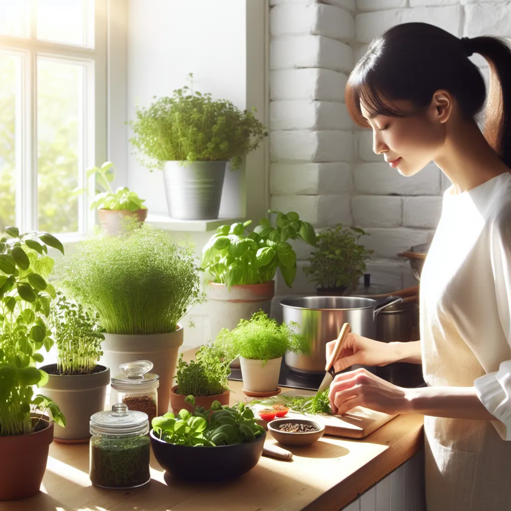 부엌을 산뜻하게 만드는 허브 실내 화분 키우기